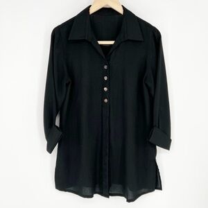 Fridaze Black Linen Tunic‎ XS Luxury Resort wear